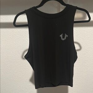 True Religion Black Sleeveless Muscle Crop Top